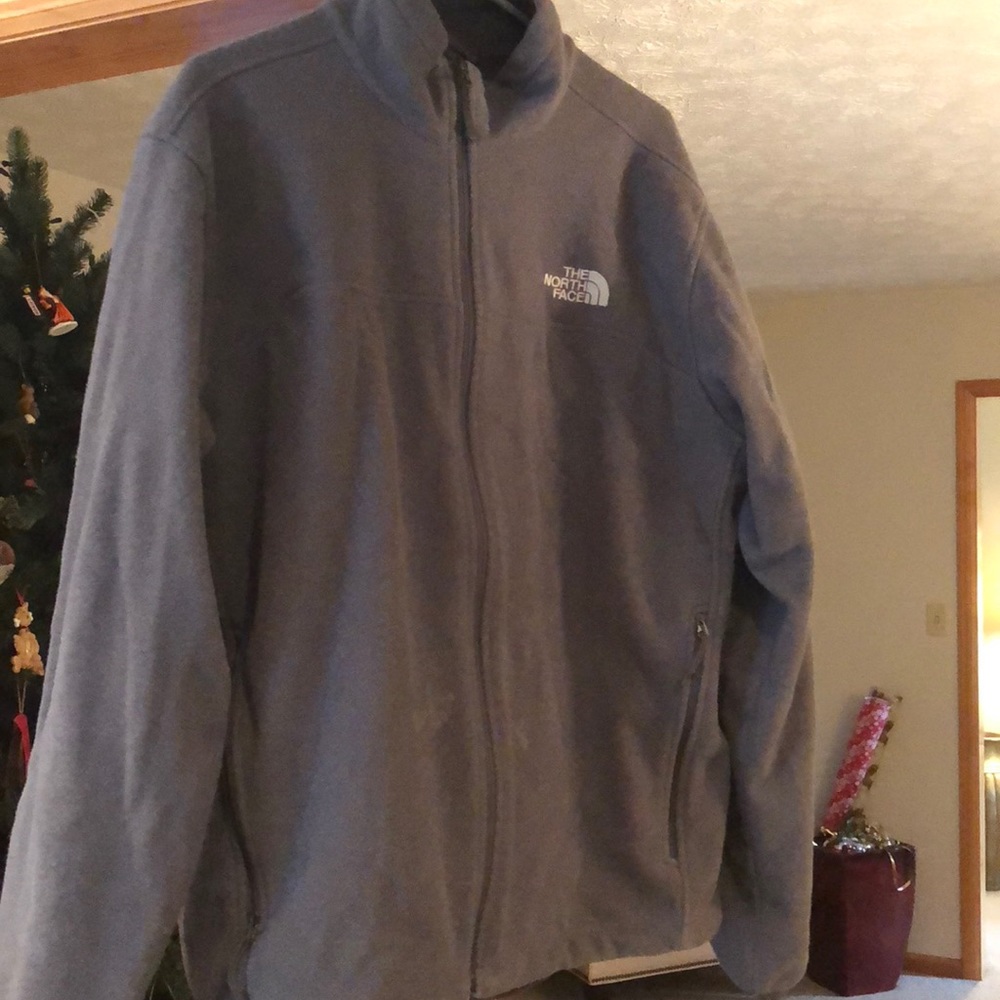 All grey North face pullover jacket w zippers